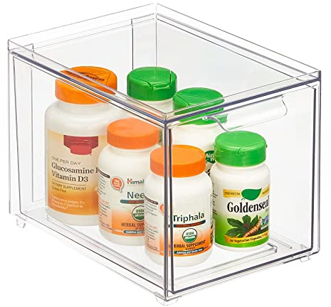 mDesign Kosmetikorganizer – stapelbare Schubladenbox aus Kunststoff – praktische Box zur Aufbewahrung von Badartikeln – durchsichtig