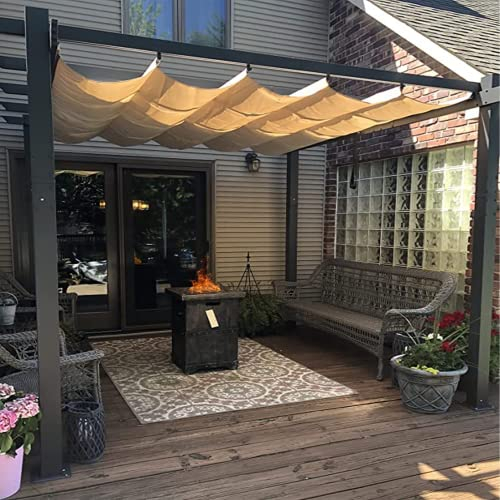 PURPLE LEAF Gazebo Pergola 3 x 3 M Alluminio Pergolato da Giardino con Tetto a Scomparsa Per Giardino Pergolati Terrazzo e Attività Commerciale, Cachi chiaro