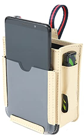 Halterung für Autotelefonhalter, Kfz-Luftauslass, Aufbewahrung von Mobiltelefonen, Kleiner Taschen-Organizer, hängende Tasche für Telefonzubehör (beige)