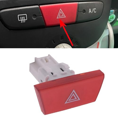 CANTONDZ Interruttore pulsante di emergenza per luci di emergenza Interruttore di avvertimento di pericolo di ricambio 6490.NG Compatibile con Citroen C1 Peugeot 107 Toyota Aygo