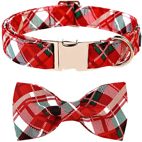 Lionet Paws Dog Collar with Bowtie, Christmas Bowtie for Dogs, Adjustable Comfortable X-Large Dog Collar Girl Boy, XL, Neck 40-66cm