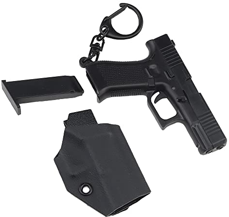 Zhongren G45 Tactical Mini Pistol Keychain Gun Holster with Moving Parts 1:4 Realistic Pistol Shape Key Chain set Model Pendant Collection Bag Charm for Army Fan Men Boyfriend Gift (G45 Set)