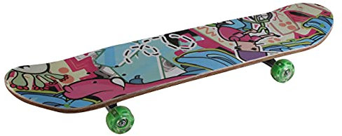 Deluxe Skateboard mit Lichtern in den Rädern und rutschfester Oberfläche - Tragkraft 100 kg - Geschenkidee + Schlüsselanhänger Spiel Würfel