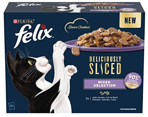 Felix Deliciously Sliced Adult Katzennassfutter gemischte Auswahl 12x80g