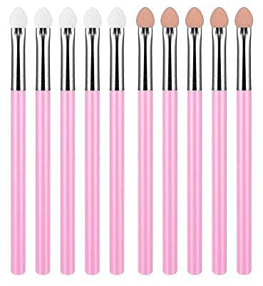 Lidschatten Pinsel, 10 Stück Schwamm Augen Make up Pinsel, Doppelseitig Augenpinsel Pinselset Lidschatten Applikator für Frauen und Mädchen (Rosa)