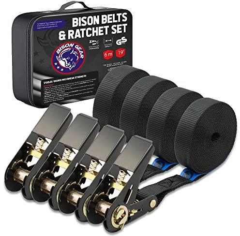 4 x 800kg 6m Ratchet tie down straps - Premium Quality