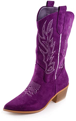 Toocool - Stivali Donna Texani Scamosciati Cowboy Western camperos MS-25011 [37,A9521 Viola]