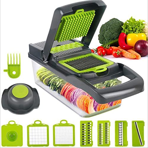 Hachoir de légumes 15 en 1, hachoir de légumes trancheur de légumes en spirale hachoir d'oignon avec conteneur hachoir alimentaire professionnel trancheur