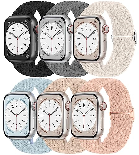 Geflochten Armbänder für Apple Watch Armband 42mm 40mm 41mm 46mm 44mm 45mm 49mm 38mm Damen/Herren,Elastisch Nylon Solo Loop Band für Apfelband Apple Watch 10 iWatch Series 10/9/8/7/6/5/4/3/SE/Ultra/2