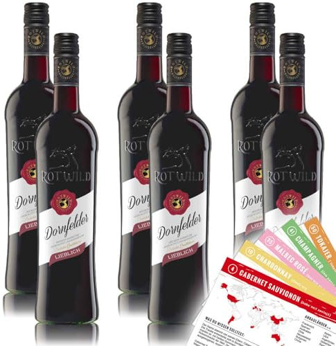 Rotwild Dornfelder QbA, lieblich, sortenreines Weinpaket + VINOX Winecards (6x0,75l)