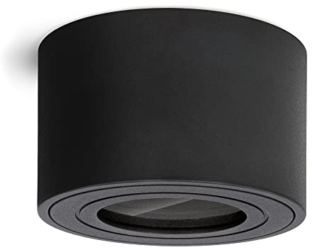 linovum Aufbauspot SMOL-W extra flach IP44 in matt schwarz & rund - Aufputz Downlight mit Ø 80 mm geeignet für LED Module