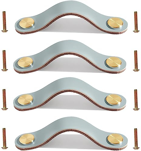 Ledergriffe für Möbel 4 Stück ledergriffe für schränke, schubladengriffe leder, ledergriffe kleiderschrank, leder handgriffe für Küche, Bad, Schränke, Kommode, Holz, Kleiderschrank, 16,8cm