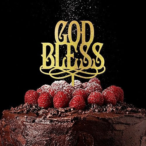 Rimego God Bless Cake Topper Religiöse Taufe Tortenaufsatz Erstkommunion Kuchen Topper Taufe Kind Widmung Andenken Dekorationen