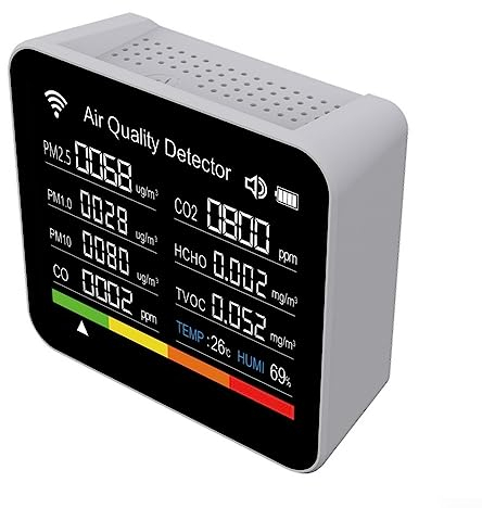 SPORTARC 15in1 Luftqualitätsmonitor Temperatur-/Luftfeuchtigkeitsmesser Kohlendioxid-Tester Weiß