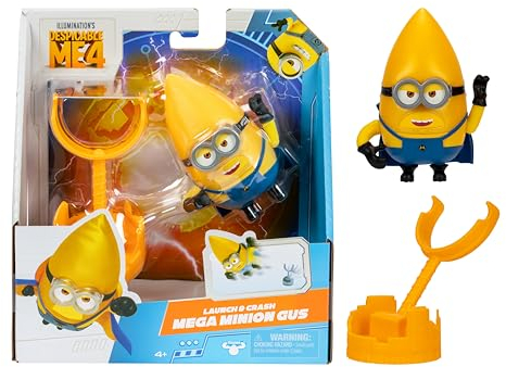 MINIONS Ich – Einfach unverbesserlich 4: Stürmisch startender Mega Gus – Actionfigur. Mit dem Werfer kracht Gus in die Szene. Sammle alle 5 Mega Unterschiedliche Funktionen und Zubehörteile