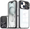 LIUKM Coque Compatible avec iPhone 15, Cache Camera Protection, Étui avec Cache Caméra Coulissante, composé d'un Dos en PC et d'un Cadre en TPU - Noir