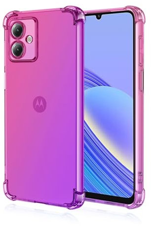 Topme Funda para Teléfono para Motorola Moto g14 (6.5 Inches), Funda para Teléfono Móvil con Gradiente de Color Transparente de Silicona Suave de TPU - Rosado Morado