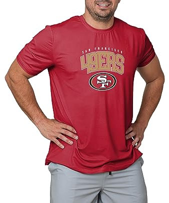 FOCO NFL Herren Offizielles Lizenzprodukt Arch Logo Short Sleeve Performance Team T-Shirt, San Francisco 49ers - Rot, XL