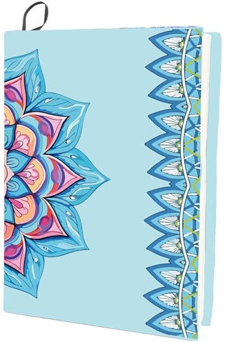 CRASPIRE Flower Dehnbarer Bucheinband Florales Blau Waschbar Wiederverwendbar Großer Nylon-Buchschutz 9.84 × 15.74 Zoll Elastische Notizbuchhüllen Geeignet Für Die Meisten Hardcover-Bücher