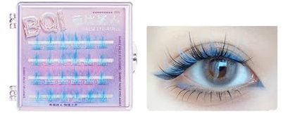 Faux cils Cils en grappe colorés C Curl cils vaporeux cils individuels 24 pièces Extensions de cils colorés dramatiques d'halloween Nature (Color : Blue)