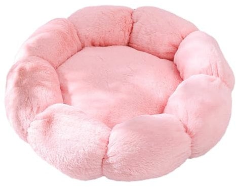 F Fityle Kleines Hundebett, Haustierbett, bequem, langlebig, für Welpen, selbstwärmend, blumenförmiges Sofakissen, Katzenbett für Katzen im Innenbereich, rosa 40cm