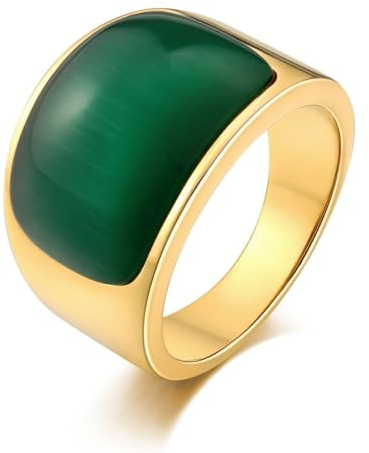 Aotiwe Freundschaftsringe Vergoldet, Schmuck Ring Halbbogen Ringe Vintage mit Grün Zylindrisch Zirkonia Edelstahl Größe 57 (18.1)