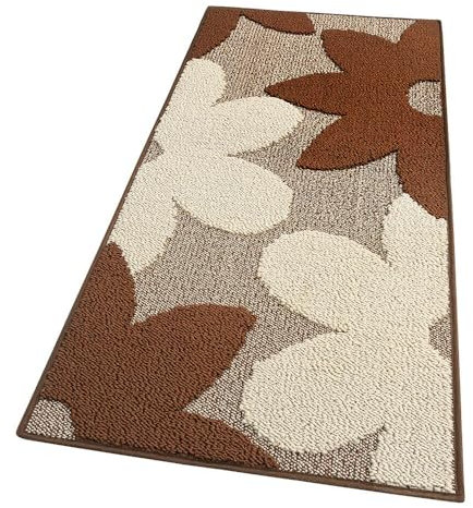 emmevi Tappeto Cucina 3D Fiore Tridimensionale Morbido Bordato Moderno Corsia Antiscivolo 57x270 Marrone