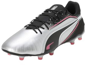 PUMA King Match FG/AG, Zapatillas de fútbol Unisex Adulto, Silver Black-Sun Struck White, 46 EU