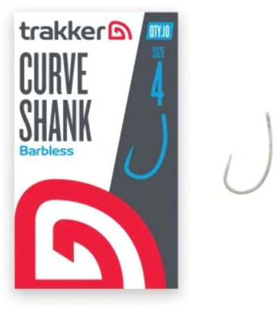 Trakker Haken mit gebogenem Schaft, ohne Widerhaken, 10 Stück (Größe 4)