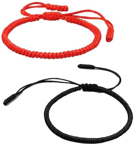 2 Pcs Handmade Buddhist Bracelet, String Bracelets, Adjustable Woven Rope Bracelet, Friendship Bracelets, Good Luck Bracelet String for Lover, Women, Men