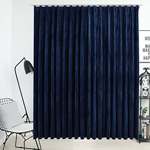 Homgoday Verdunkelungsvorhang mit Haken, Samt, Dunkelblau, 290 x 245 cm, Gardinen & Vorhänge Haus & Garten