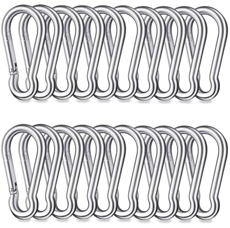 Karabinerhaken Klein, 20Stück Karabinerhaken, 6x60mm Karabiner mit Federhaken Karabinerhaken Klein Ideal für Schlüsselanhänger Camping Wandern Reisen Angeln(Silber)