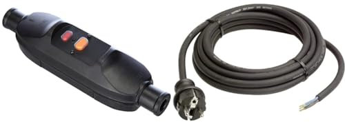 as - Schwabe Interrupteur intermédiaire de sécurité des personnes Schwabe 30 mA & Câble de raccordement en caoutchouc - H07RN-F 3G1.5, Noir, 4,5 m
