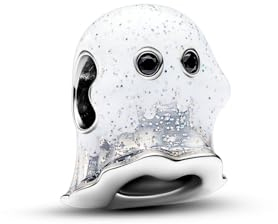 PANDORA Moments Im Dunkeln leuchtendes Boo, das Gespenst Charm aus Sterling Silber mit künstlichem Kristall, Kompatibel Moments Armbänder, 793404C01
