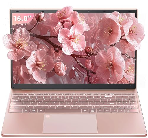 Rumtuk 16 Rose Gold Laptop, Celeron N5105 CPU, DDR4 16GB RAM, FHD IPS Display, Backlit KB,Fingerprint Unlock, USB 3.0, HDMI, WIFI/BT, Perfect for Work, Study and play! (Rose Gold, 16G+256G SSD)