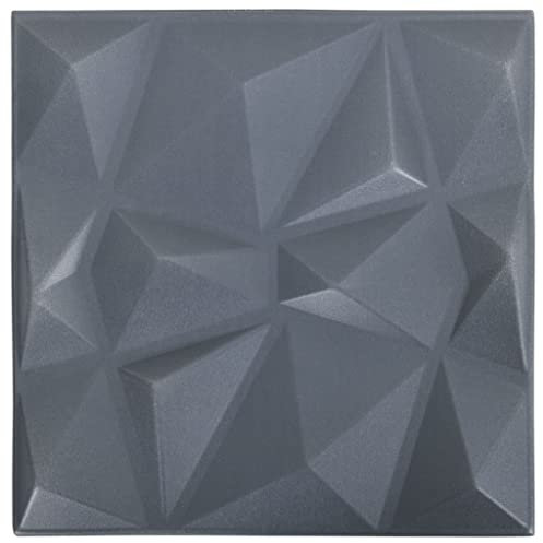 150919 Lot de 24 panneaux muraux 3D 50 x 50 cm Gris diamant 6 m²