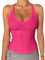 Danysu Tank Top Damen Mit Integrierter BH Sexy V-Ausschnitt Spaghetti Top Ärmellos Sommer Gerippt Tanktops Sport Oberteile Basic Shirt Camisole Einfarbig Knallpink (Hot Pink), Mittel