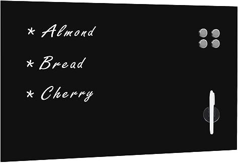 ShGaxin Tableau magnétique mural en verre 100 x 60 cm noir, tableau magnétique mural, tableaux magnétiques-30109