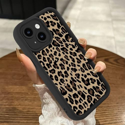Genmoral Case for iPhone 16 Plus 6.7 Inch, Leopard Pattern Print Shockproof Matte Cover, Soft Case TPU Protective Shell for Women Girls, Cheetah Anti Scratch Phone Case Black