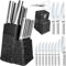 XYJ Set de couteaux de cuisine avec support de couteau, bloc à couteaux, set de couteaux de chef japonais professionnels avec poignée ergonomique antidérapante, couteaux à trancher en acier inoxydable