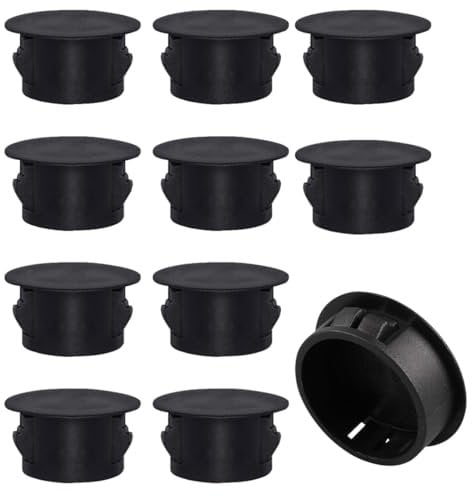 EORPAVU Patins pour meubles, Bouchon de couvercle en plastique, trou de 30mm, couvercle de tuyau, couvercle de protection pour le perçage de meubles (noir) 10 pièces
