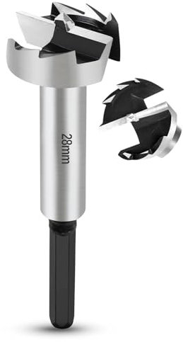 NICAVKIT Broca Forstner profesional de 28 mm para madera, 28 mm, broca Forstner, cortador de agujeros para madera con vástago hexagonal, broca para madera, broca para madera