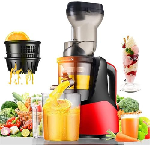 Electric Slow Speed Juicer, 7-Segment Spiral Cold Fruit Juicer Ice Creams Machine, 90% Juice Yield Extract Juice for Fruit & Vegetables