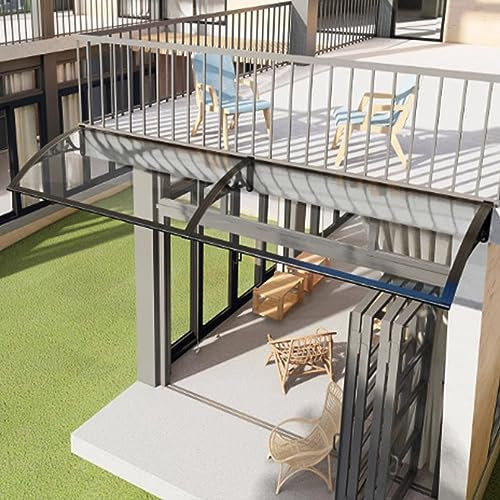 Outdoor Front Door Canopy Awning for Back Porch Garden Window Rain Shelter Cover Patio Polycarbonate Cover with Self Cleaning Technology Daylighting/Shading Entry Awning (60x530cm/24 x209)