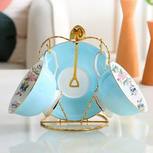 KKRANG Juego de Taza de café de Porcelana China Estilo Pastoral, Juego de Tetera de cerámica de Color sólido, Taza de café, Taza de té, Juego de té