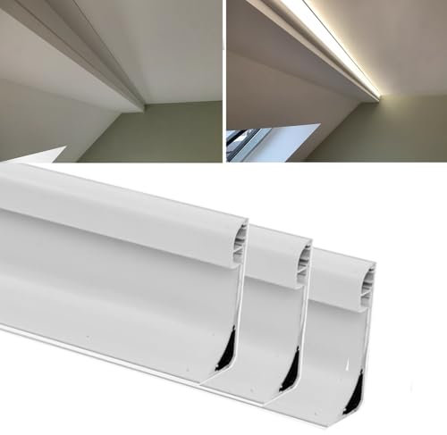 WLCGYD Stuckleisten Decke LED LED-Aluminium-Kanalsystem, 1 M Kronenform-Deckendekor, Indirekte Beleuchtung, LED-Lichtstreifen-Diffusor-Eckprofile(6pack)