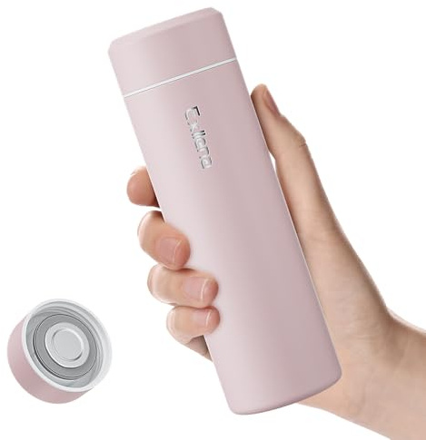【Upgraded】 Exllena Small Water Bottle 350ml– Mini Flask for Hot & Cold Drinks, Perfect Small Insulated Water Bottle for School, Travel, Milk, Coffee... (Pink)