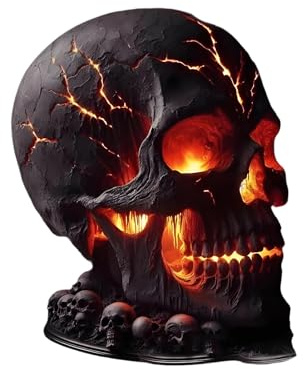 Generisch Schädelleuchte,Flamme Totenkopf Deko Tischlampe | Zimmer Deko Für Tisch Garten Party Kamin Terrassen Dekoration