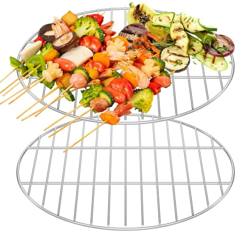 BUTORY 2-teiliges rundes Grillrost-Set aus Edelstahl, 15,7 Zoll