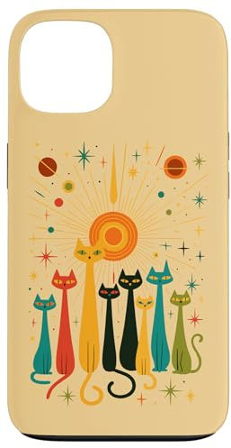 Hülle für iPhone 13 Space Cat Atomic Feline im Retro-Look aus der Mitte des Jahrhunderts